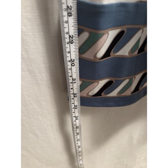 BCBGMAXAZRIA Blue Teal Damask A-Line Dress Women’s Small Raglan Sleeve - Picture 5 of 6